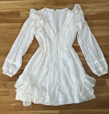 Free People Ivory Lace Isabella Ruffle Mini Dress Size 0