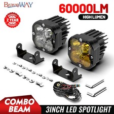 2x 3 Led Cube Pods Work Light Bar Spot Driving Fog Whiteamber Lamp Offroad Suv 2x 3 Led Cube Pods Work Light Bar Spot Driving Fog Whiteamber Lamp Offroad Suv