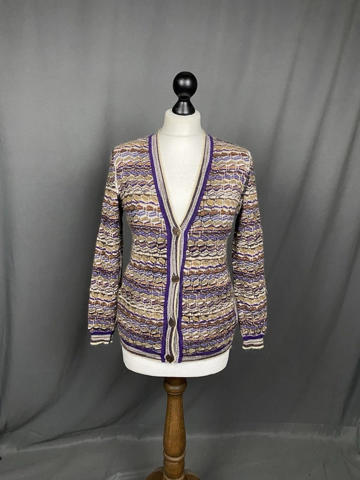 Missoni Vintage Multicolor Tejido Lana Mohair Cardigan Suéter Talla 42 - Imagen 3 de 4