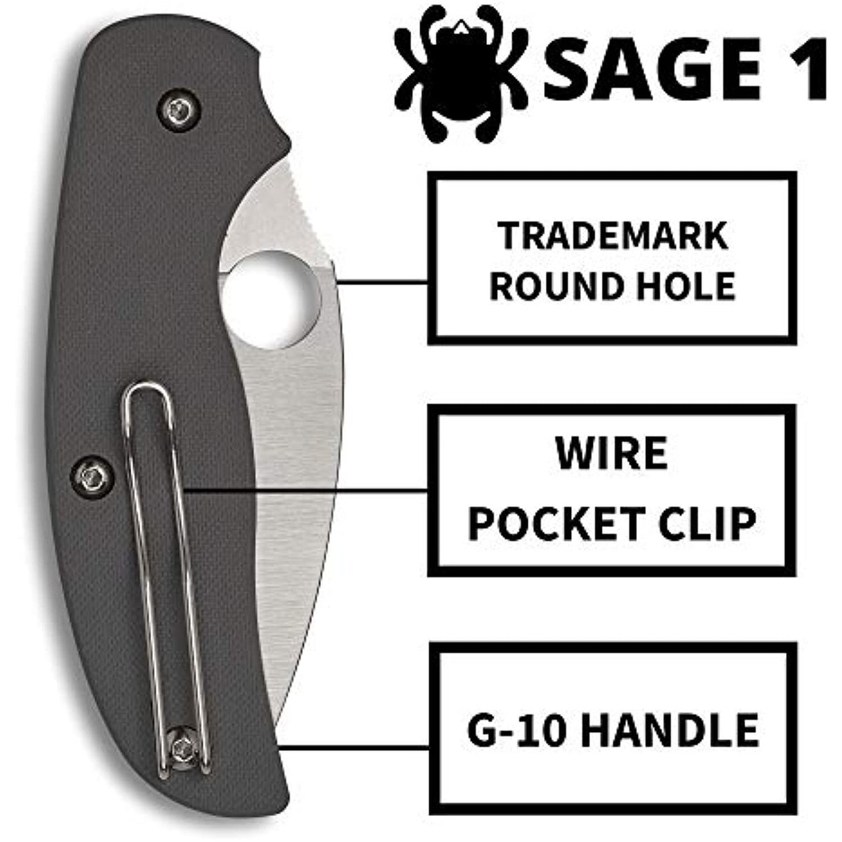 Spyderco Sage 1 Gray Pocketknife - C123GPGY for sale online | eBay