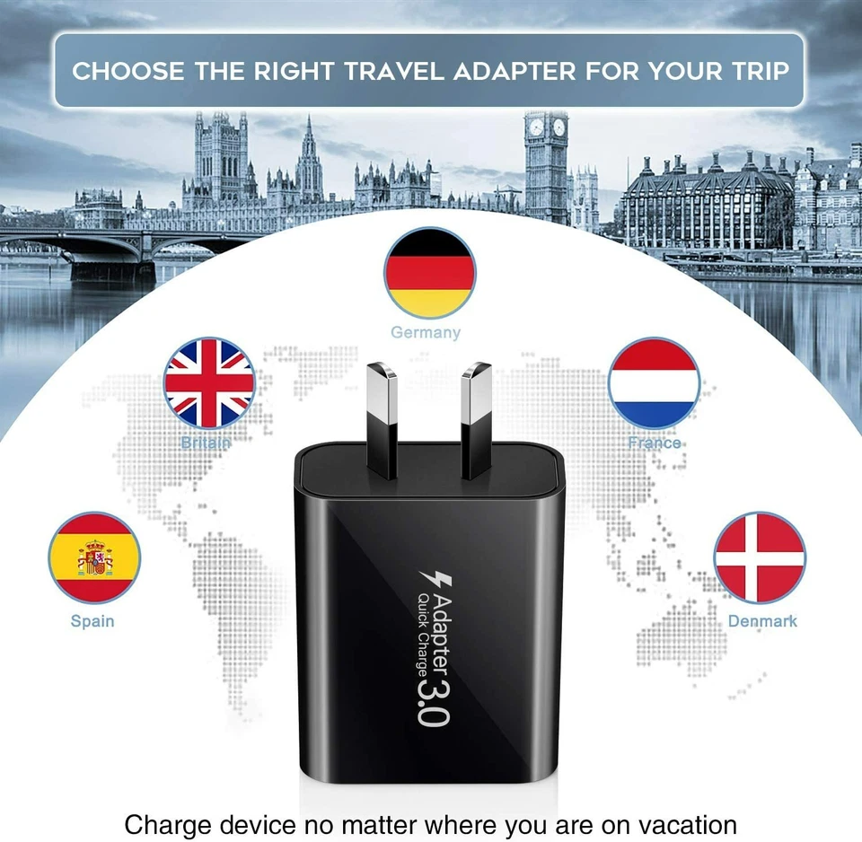 2x 18W Qualcomm Quick Charge QC 3.0 Universal Super Fast USB Wall Charger AU - image 2 of 4