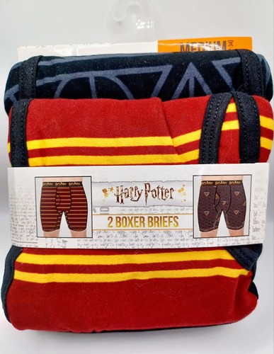 Harry Potter Mens Boxer Briefs 2-pack Size Medium 32-34 Hogwarts Deathly Hallows - 第 3/4 張圖片