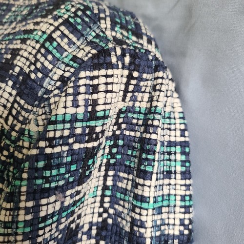 ETRO Jacket Blazer cotton silk woven Tweed Cropped blue sz 48 US 12 New - Picture 7 of 14
