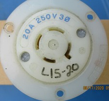 Hubbell 2426 Flanged L15-20R *LOT 4pcs* connector twist lock 20A 4 wire 3ph 250V