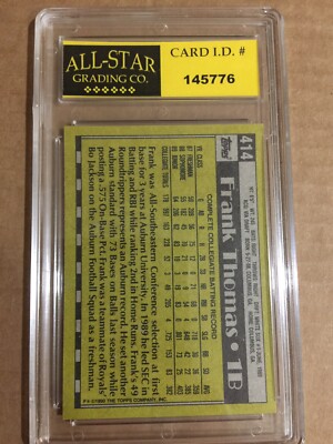 Buy 1990 Topps - Frank Thomas #414 Name on Front (RC) online | eBay