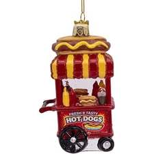 Kurt Adler Nobel Gems Collection Glass Christmas Ornament, Hot Dog Cart