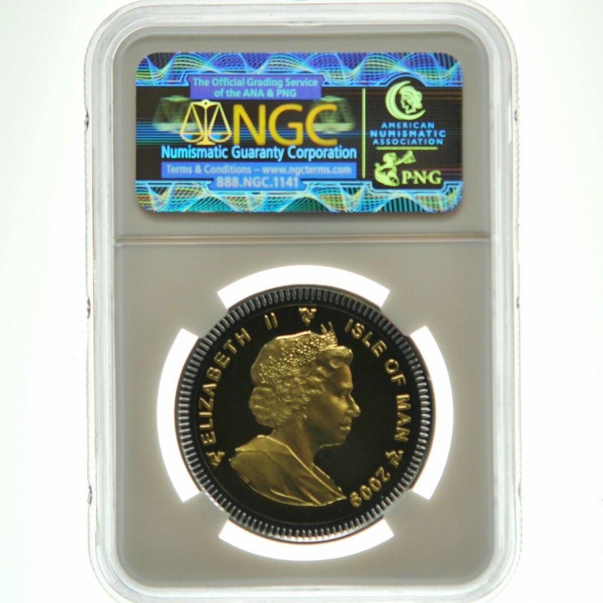 2009 Isle of Man Angel Bimetallic 1 OZ GOLD + SILVER RIM NGC