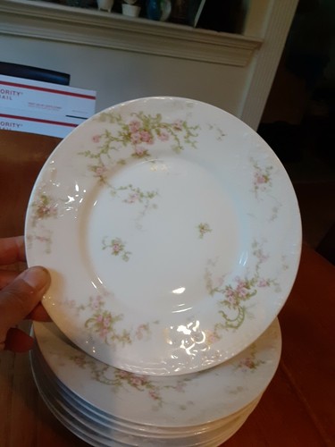 7 Antique Theodore Haviland Pink Rose 7.5" D Bread Plates Lot - Picture 6 of 8