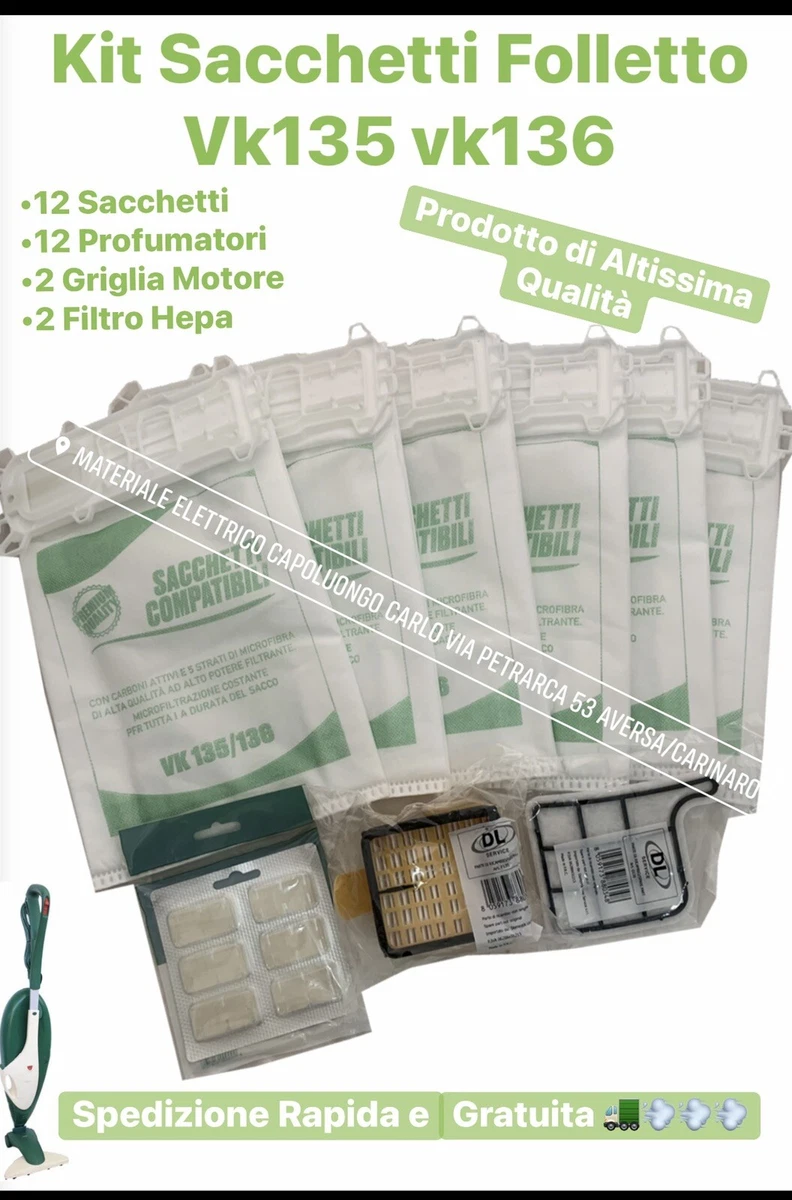 Set 6 Sacchetti compatibili Folletto VK 135/136 - Non Solo Store, ricambi follet