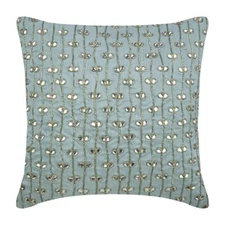 Decorative Pillow Case Blue 16"x16", Square Silk Fabric - Crystal Buttercups