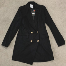 Unique21 Double Breasted Suit Blazer Womens Size Medium Black Gold Buttons NWT