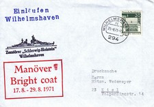 Schiffspost Bundesmarine Zerstörer Schleswig Holstein Bright Coat 1971 Eínlaufen