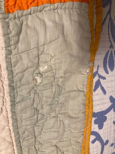 Vintage Hand Sewn Quilt Dresden Plate Design 83" x 82" Country Rustic - Picture 5 of 10