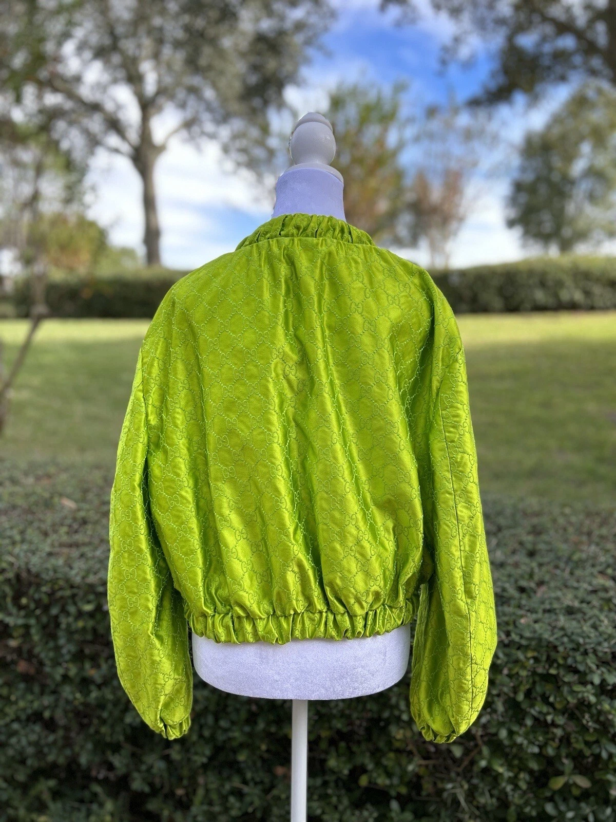 Giacca bomber verde raso Gucci nuova taglia 44