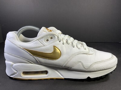 Nike Air Max 90/1 White Metallic Gold Mens Size 8 Rare Sneakers