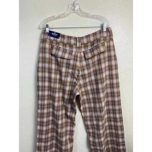 NEW Hollister Plaid Wide leg Womens Pants size 32 High Rise Brown Academia Brown - Picture 13 of 14