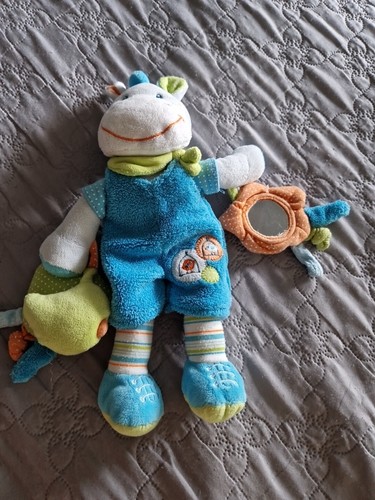 DOUDOU ZÉBRE ANE BLEU VERT