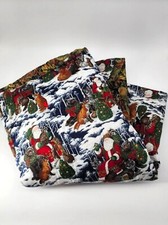 Christmas Woodland Animals Poinsettia Handmade Throw Blanket/Quilt Two-Sided