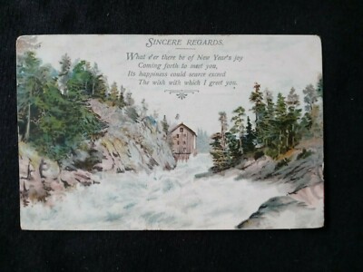 GREETINGS Sincere Regards Poem 1908 Postcard