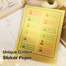 Koala Gold Sticker Paper for Inkjet & Laser Printers 8.5x11 Self-Adhesive Glossy