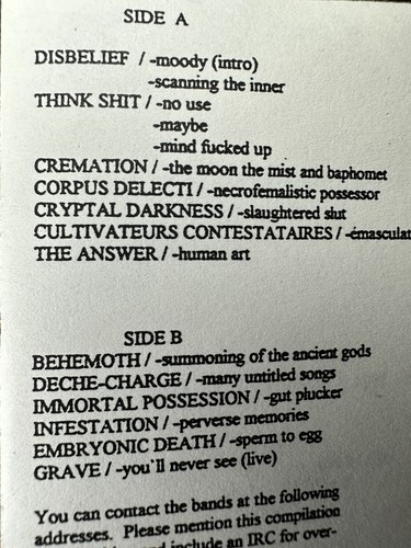 1995 DARK UNREALITY 1 DEMO BLACK DEATH GRIND DOOM METAL CASSETTE BEHEMOTH + - Foto 2 di 7