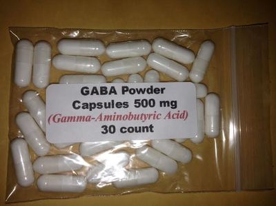 GABA Powder  Capsules (Gamma-Aminobutyric Acid) 500 mg - 30 ct.