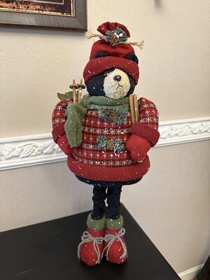 Standing Christmas Snow Speckled Ski Bear