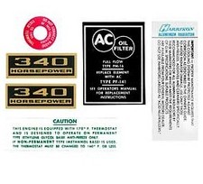 1962 Corvette Decal Kit Engine Compartment 340 H.P.