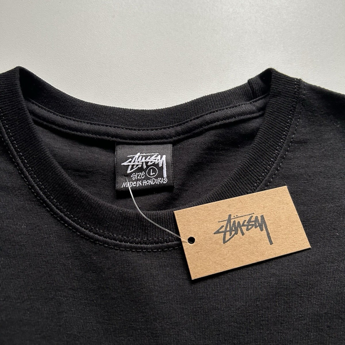 Stussy Thermal Stock Logo Graphic T Shirt Men's Large Black New