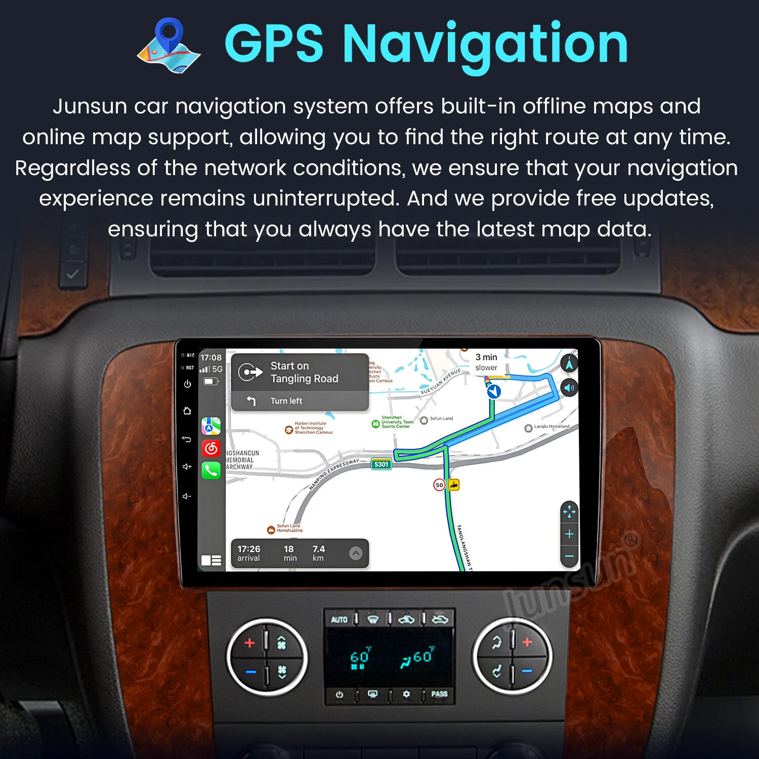  gmc yukon chevrolet tahoe suburban carplay android13 car stereo gps fm 