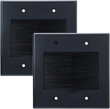 2 Gang Brush Wall Plate Double Gang Cable Wal...