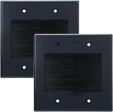 2 Gang Brush Wall Plate Double Gang Cable Wall Plate for Power Cables Hider 2PC