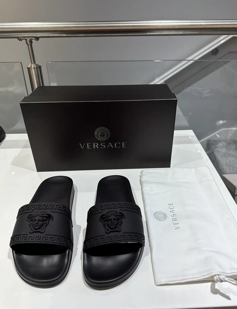 Versace slides on sale silver