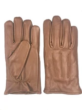 Men's Camel  GENUINE SHEEPSKIN soft leather winter gloves w/ fleece lining 