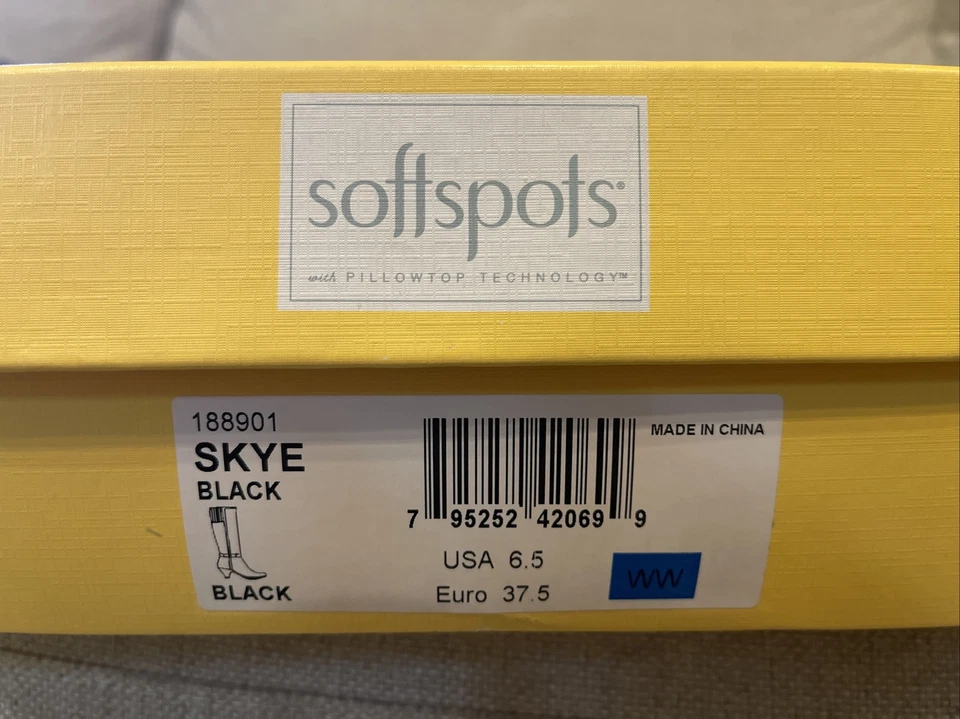 Botas negras hasta la rodilla Softspots con cremallera lateral talla 6,5 nuevas con caja Foto 2 de 2