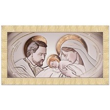 Quadro tela Sacra famiglia con cornice glitter 63x133 cm THE KISS ORO GOLD