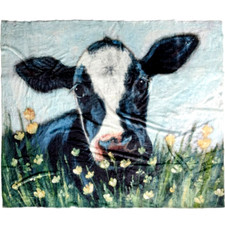 New Cow in field Throw Blanket