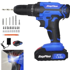 21V Cordless Drill Set Power Drill Driver Impact Drill with Battery Fast Charger