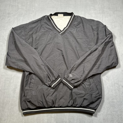 Vintage Rawlings Pullover Windbreaker Jacket Mens 2XL Crew Neck Cuffed Logo Blk