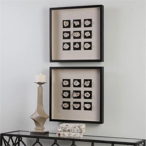 Uttermost Geode Fir Glass Fabric and Stone Wall Art in Black and Natural - Picture 3 of 4