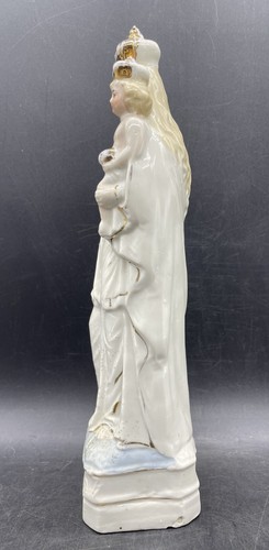 Antique BRUSSELS Porcelain Madonna Child Religious Christian Figurine Statue - Picture 4 of 7