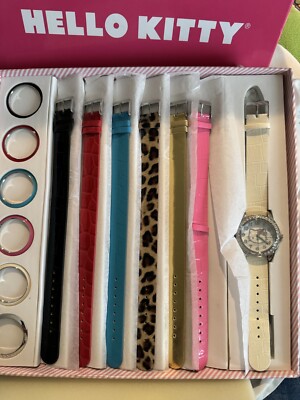 Hello Kitty watch set ... never used in box set 7 interchangeable straps Hello Kitty Watch SET w/ 7 Changeable Watchbands + 7 Bezels  main image 2