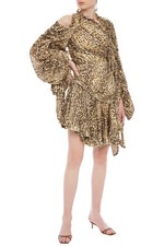 RRP €1637 ZIMMERMANN Silk Spy Drawn Dress US4 XS Draped Leopard