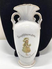 Rare VTG 1974 HOLLY HOBBIE Vase Thoughtfulness Starts In A Warm Loving Heart 6"