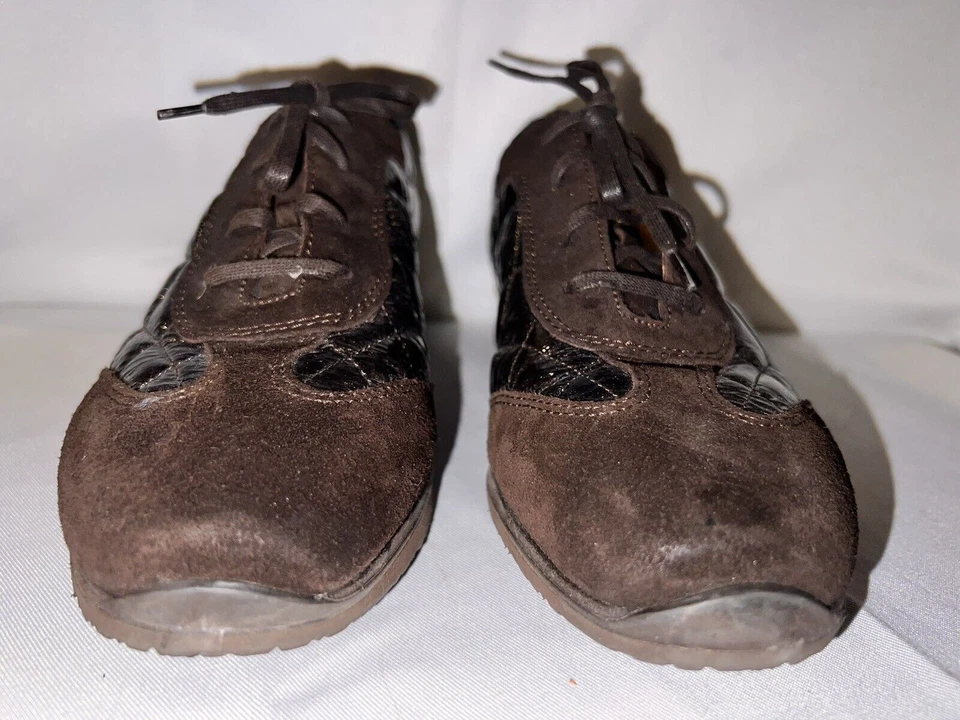 Zapatos ARA Para Mujer Talla 8 EE. UU. / 5,5 Reino Unido Marrón Gamuza Charol Acolchado Tenis Foto 4 de 4