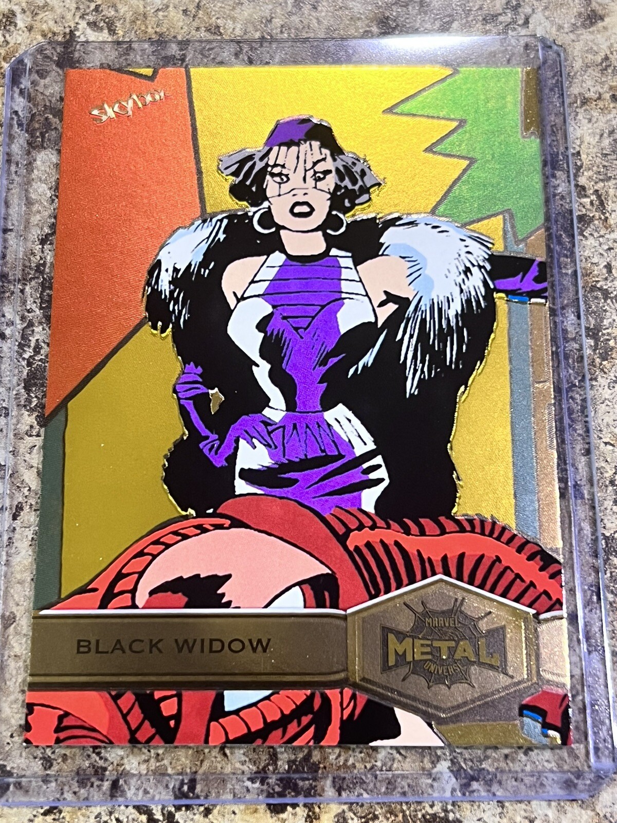 2022 UPPER DECK MARVEL SPIDER MAN METAL UNIVERSE BLACK WIDOW GOLD #113 HIGH # SP