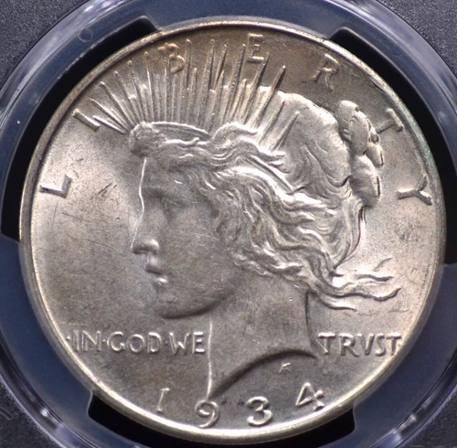 1934 D PEACE DOLLAR PCGS MS 62 SMOOTH AND ORIGINAL FOGGY WHITE LUSTROUS AND WELL