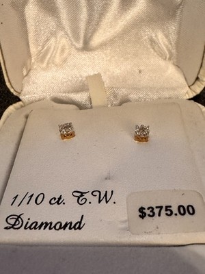 Finecraft 1/10 cttw Diamond Composite Stud Earrings in 10K Yellow Gold