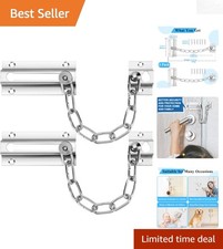 Thickened Stainless Steel Door Chain Lock - 2 Pack with Installation Screws