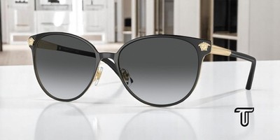 VERSACE VE2168 1377T3 Black Pale Gold Polarized Grey 57 mm Women's Sunglasses